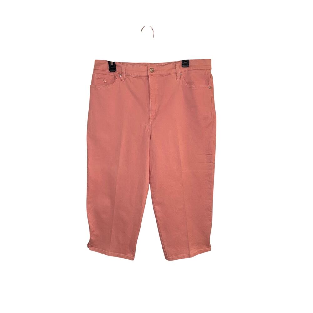 Gloria Vanderbilt Amanda Women 14 Coral Pink Capri Jeans Slimming Stretch
